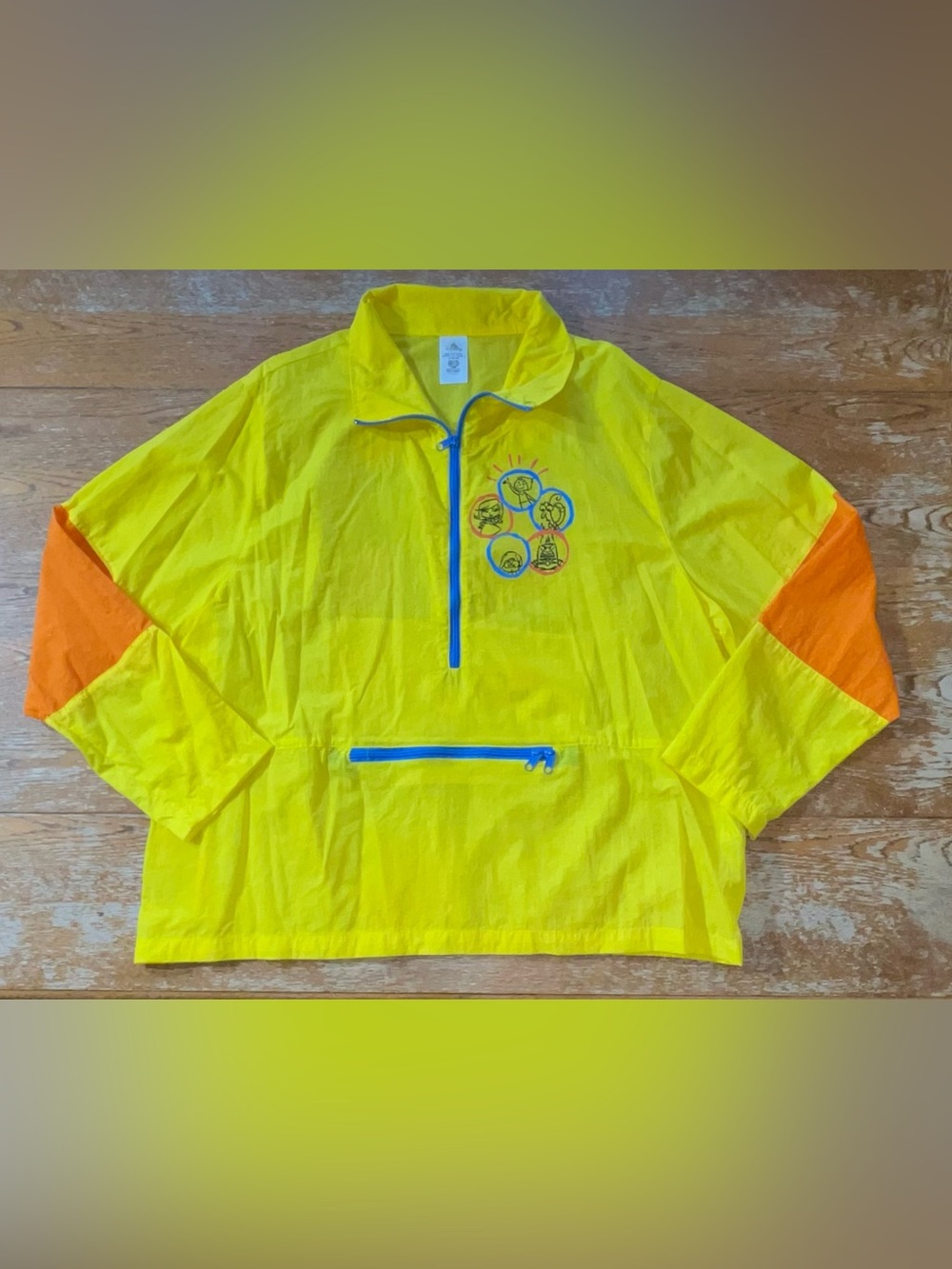 Disney Parks Pixar “Inside Out’ Windbreaker Yellow Size 1X US Adult